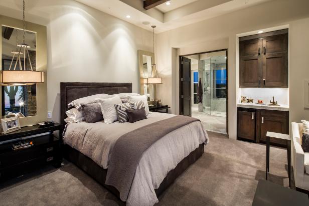 Contemporary Guest Room With Built In Mini Bar Hgtv