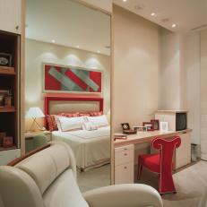Apartment Bedroom Features Built-In Desk