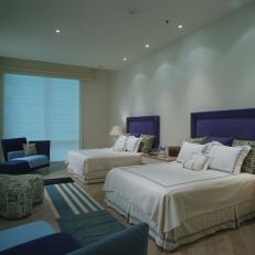 Contemporary Bedroom Boasts Cool Blue & Purple Accents