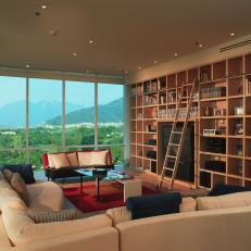 Contemporary Living Area Features Mountain View