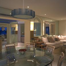 Living and Dining Area With Soothing Blue Accents