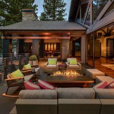 Contemporary Back Porch Is Cozy, Stylish