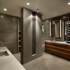 Gray Bathroom Boasts Sleek, Contemporary Style