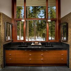 Masculine Bathroom Blends Contemporary and Rustic Styles