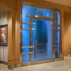 Textured Glass & Stainless Steel Asian Front Door