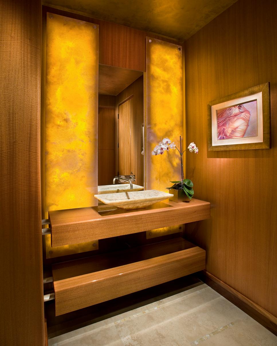 Warm AsianStyle Bathroom With Floating Vanity HGTV