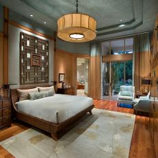 Serene Asian Bedroom Boasts Sky Blue Accents