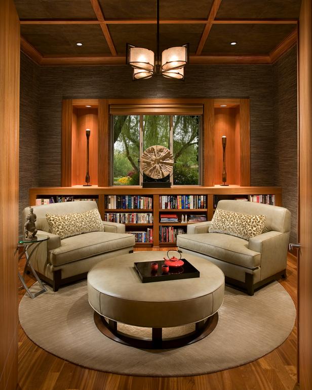 Asian-Style Library Features Symmetry, Balance | HGTV
