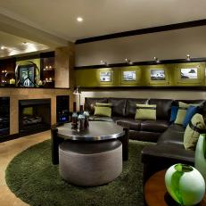 Contemporary Living Room With Bold Green & Brown Palette