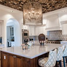 Transitional White Kitchen With Stunning Vaulted Ceiling