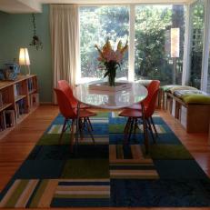 Multicolored Eclectic Dining Room With Mid-Century Modern Dining Set