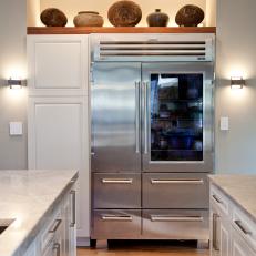 Stainless Steel Refrigerator and Kitchen Cabinets