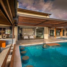 Contemporary Outdoor Living Area and Pool