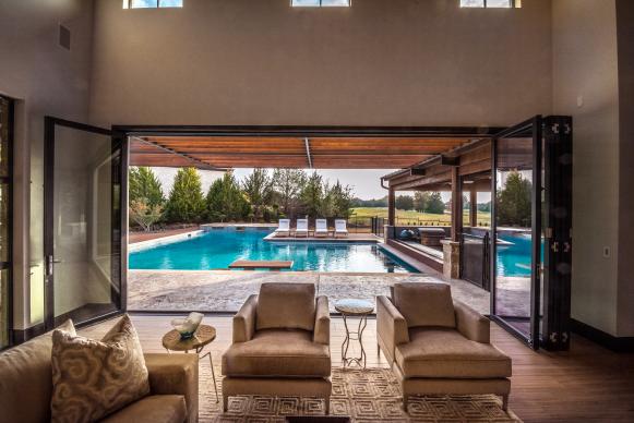 Contemporary Living Room with Glass Walls