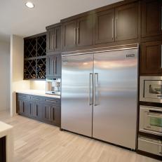 Large Stainless Steel Refrigerator in Contemporary Kitchen