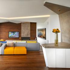 Modern Living Room With Colorful Double Sided Sectional