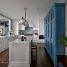 Beautifully Bright Kitchen With Blue Accent Cabinets