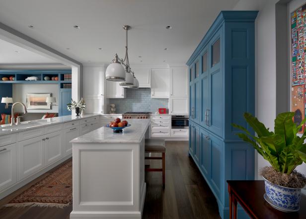 Beautifully Bright Kitchen With Blue Accent Cabinets Hgtv