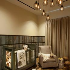 Rustic Nursery With Reclaimed Wood Wainscoting