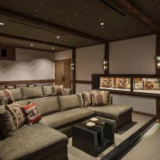 Neutral Southwestern Home Theater With Starry Ceiling