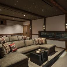 Rustic Media Room With Twinkling Ceiling