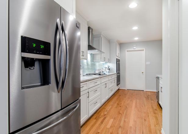 White Kitchen With Stainless Steel Refrigerator | HGTV
