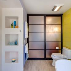 Yellow Bathroom Photos Hgtv Yellow And White Modern Bathroom With Sliding Door
