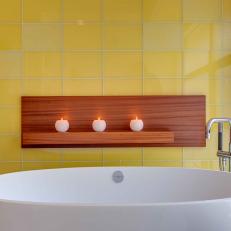 Yellow Tile Wall and Bathtub