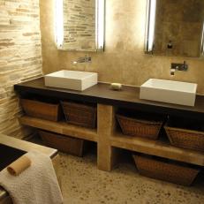 Contemporary Master Bathroom Boasts Earthy Tones & Textures