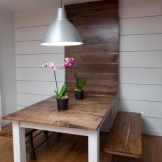 Expandable Wood Table in Industrial Inspired Kitchen