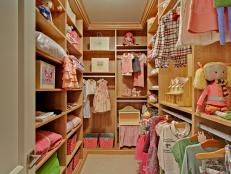 Girl's Walk-In Closet With Adjustable Shelving