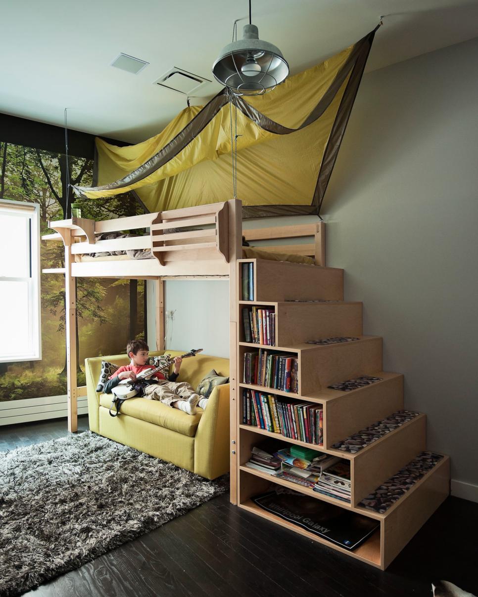Bunk Bed Staircase Bookcase, Bunk Bed With Bookshelf