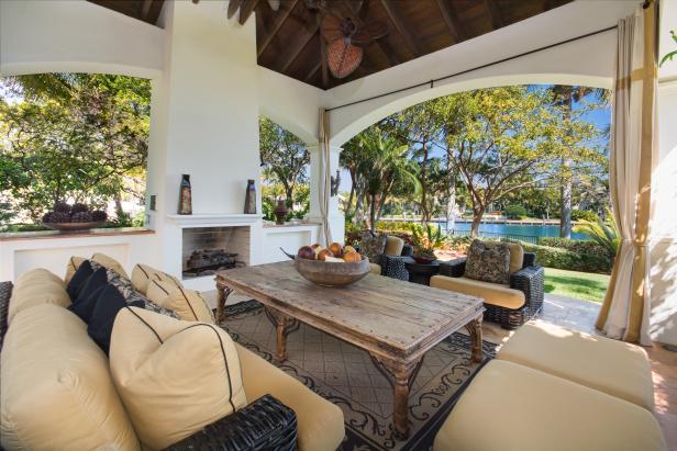 Outdoor Fireplace On Spanish Style Patio Hgtv