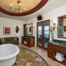 Double Vanity Bathroom With Inlaid Tile