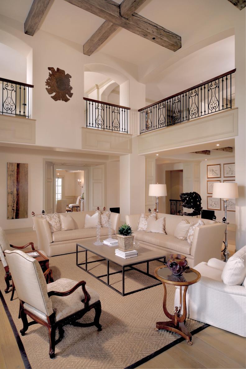 Transitional Neutral Living Room With Neutral Furniture
