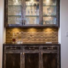 Custom Bar with Herringbone Wall Element