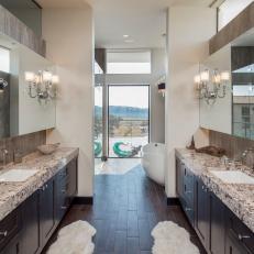 Contemporary Bathroom Provides Room for Two