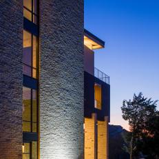 Exterior Lights Enhance Contemporary Home at Night