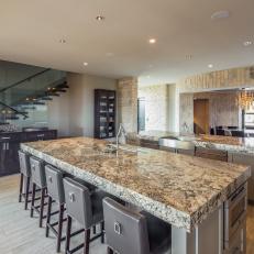 Contemporary Eat-In Kitchen Features Dual Islands