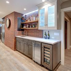Wet Bar With Brick Wall