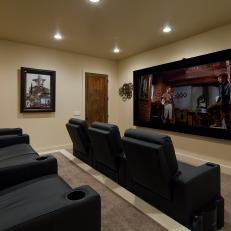Contemporary Home Theater With Tiered Seating