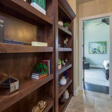 Wooden Bookcase Conceals Hidden Wine Room