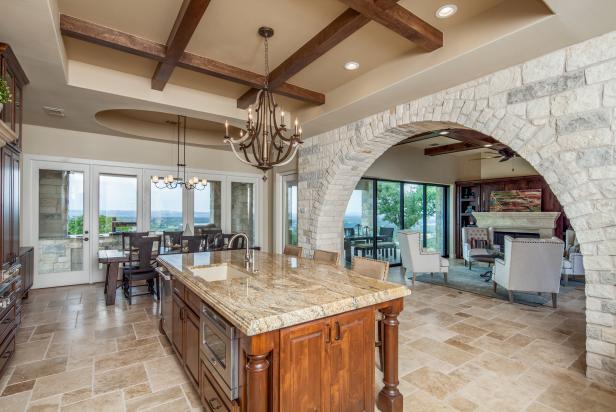 Mediterranean Style Kitchen Features Large Stone Archway Hgtv Kitchen Features Large Stone Archway