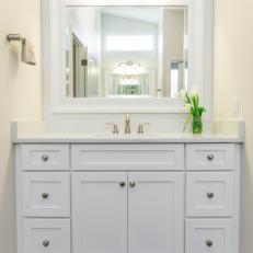 Clean, Timeless Bathroom With White Shaker Cabinets