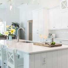 Bright, Airy Coastal Kitchen With All-White Palette