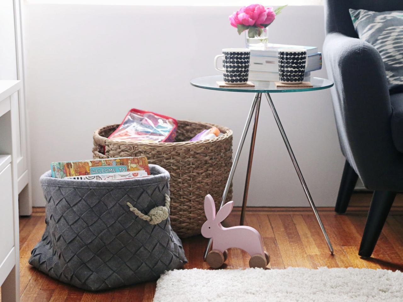 living room blanket storage basket