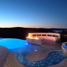 Gorgeous Swimming Pool With Stream and Underwater Lighting