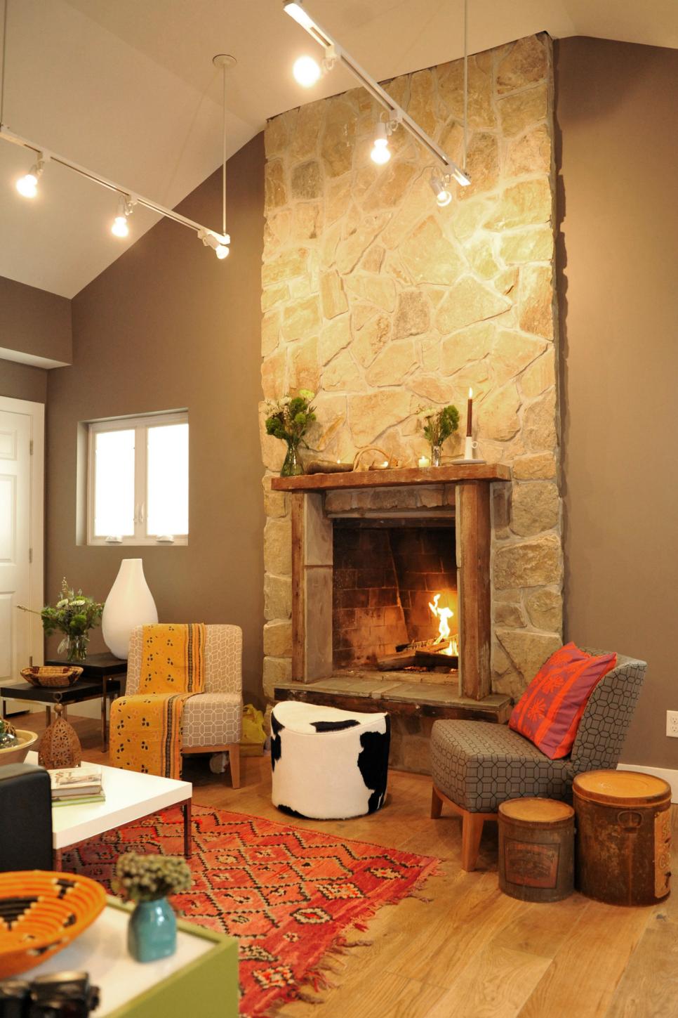 Stone Fireplace in Small Living Room | HGTV