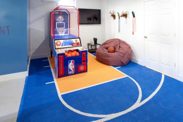 Basement with Basketball Arcade