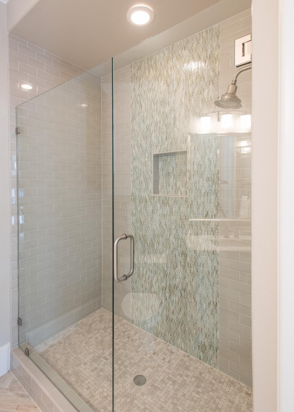 Neutral Subway Tile Shower With Frameless Glass Door Hgtv